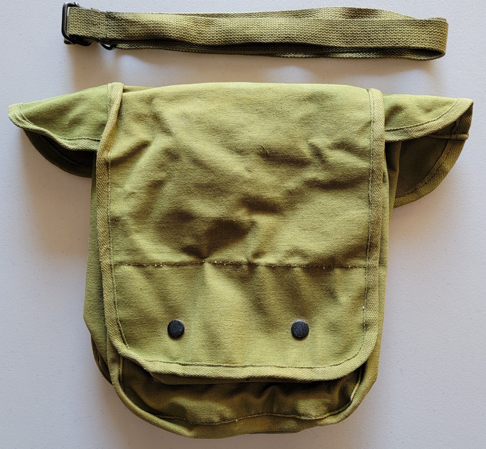 Vintage Army Military Multipurpose Bag w/ Strap Olive Drab Green Made in India