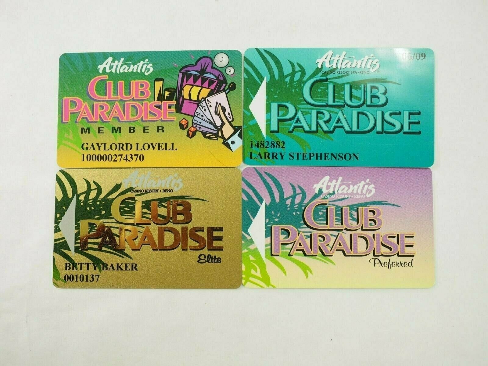 Atlantis Hotel Casino Reno Nevada Players Club Cards 4 types You Pick