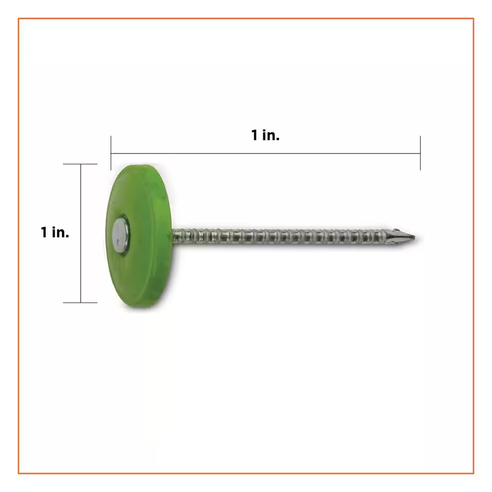 1 In. (2D) Electro Galvanized Ring Shank Nail with Plastic Cap (3000-Count)