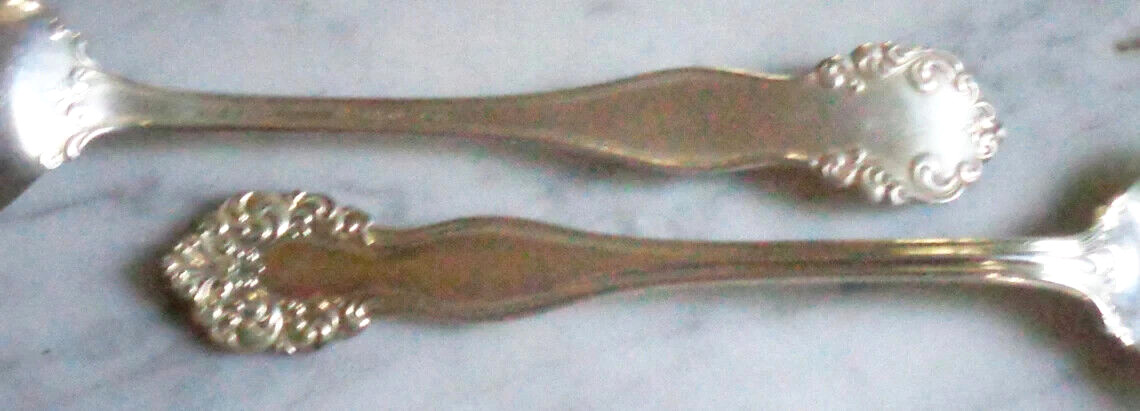 3 Williams Bros Mfg Co Silver Plate Serving Spoons ~ Feather Fan Scroll Pattern