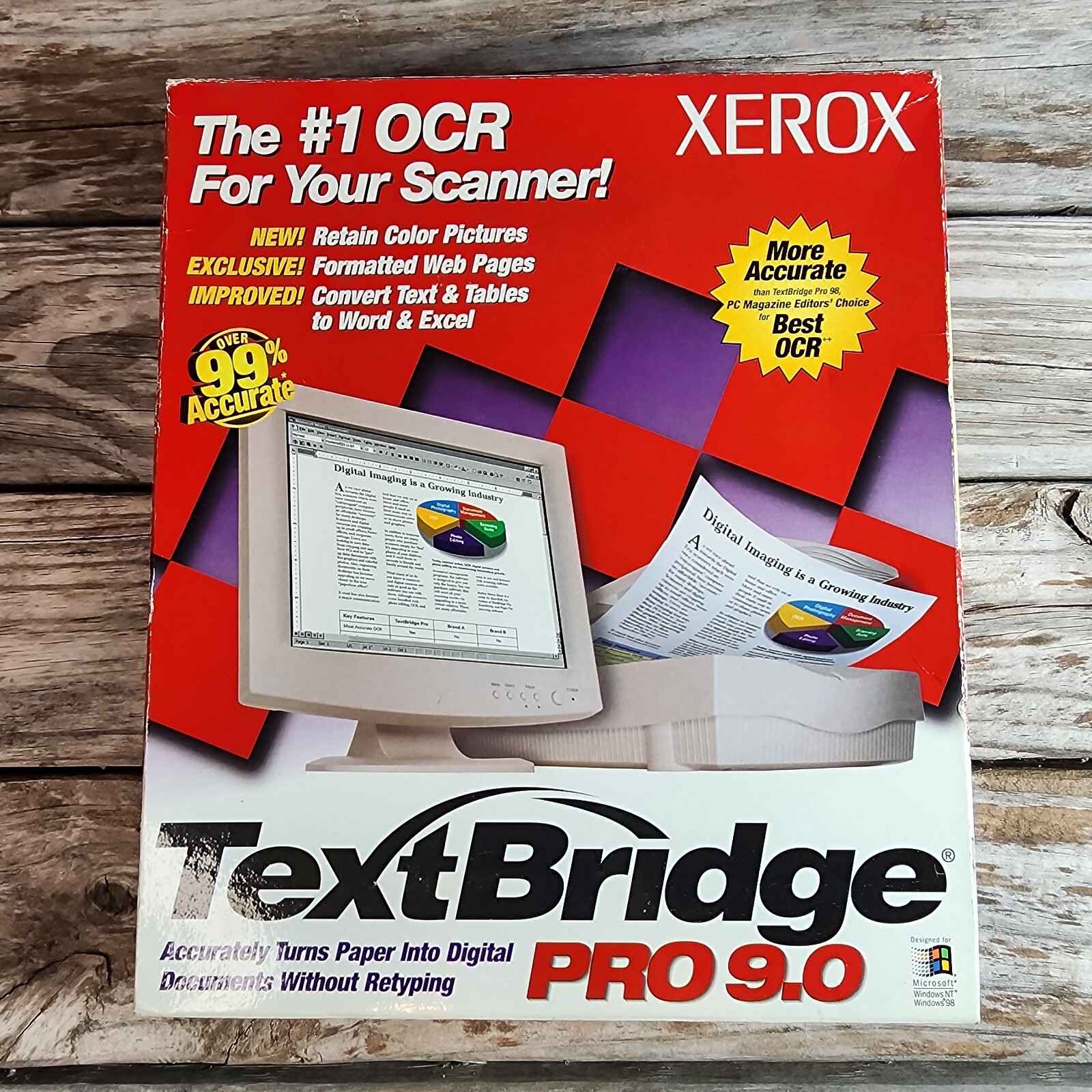 RARE Xerox TextBridge Pro 9.0 OCR Scan Software Microsoft Windows 95/98/2000/NT