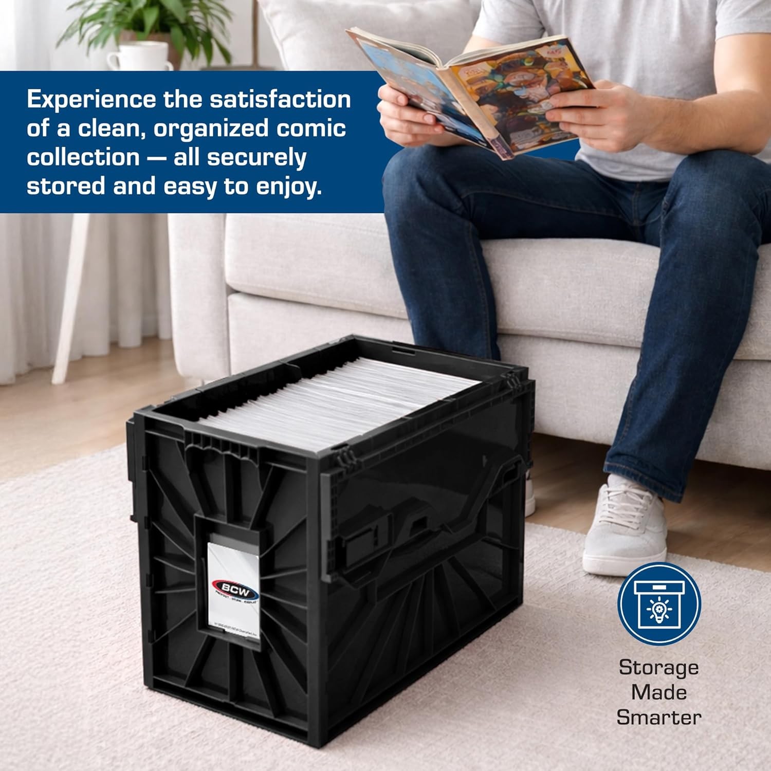 COMIC BIN STORAGE BOX ORGANIZER Home Magazine Container Stackable Collector