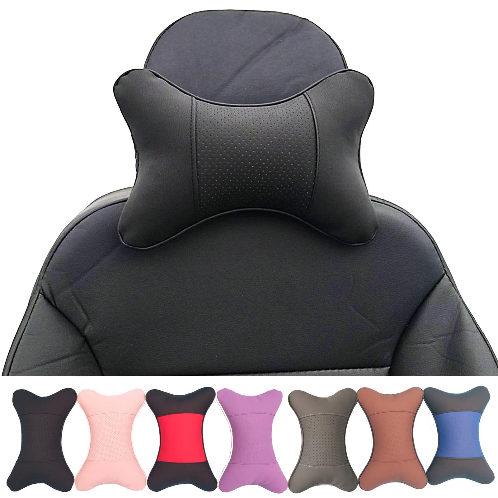 Car Neck Pillows 2pcs Pack Car Headrest Pillow Pu Leather Car Cervical Pillow...