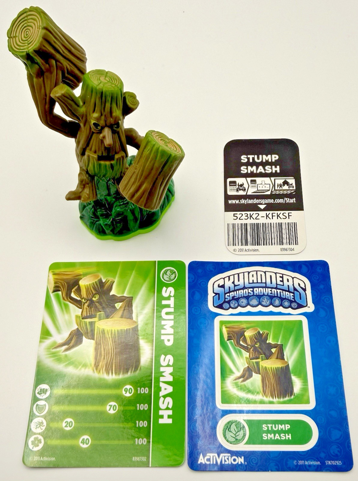 Skylanders Spyros Adventure STUMP SMASH Life Figure w/ Card Sticker Code S1 2011