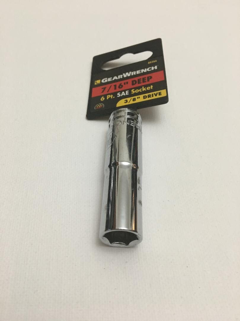 GearWrench 80366 3/8" Drive 6 Point Deep SAE Socket 7/16"