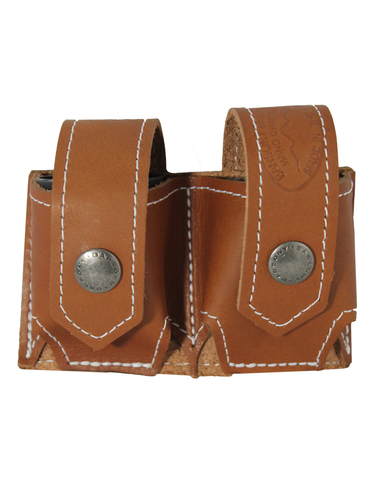 New Barsony Saddle Tan Leather Revolver Double Speed Loader Pouch .22 .38 .357
