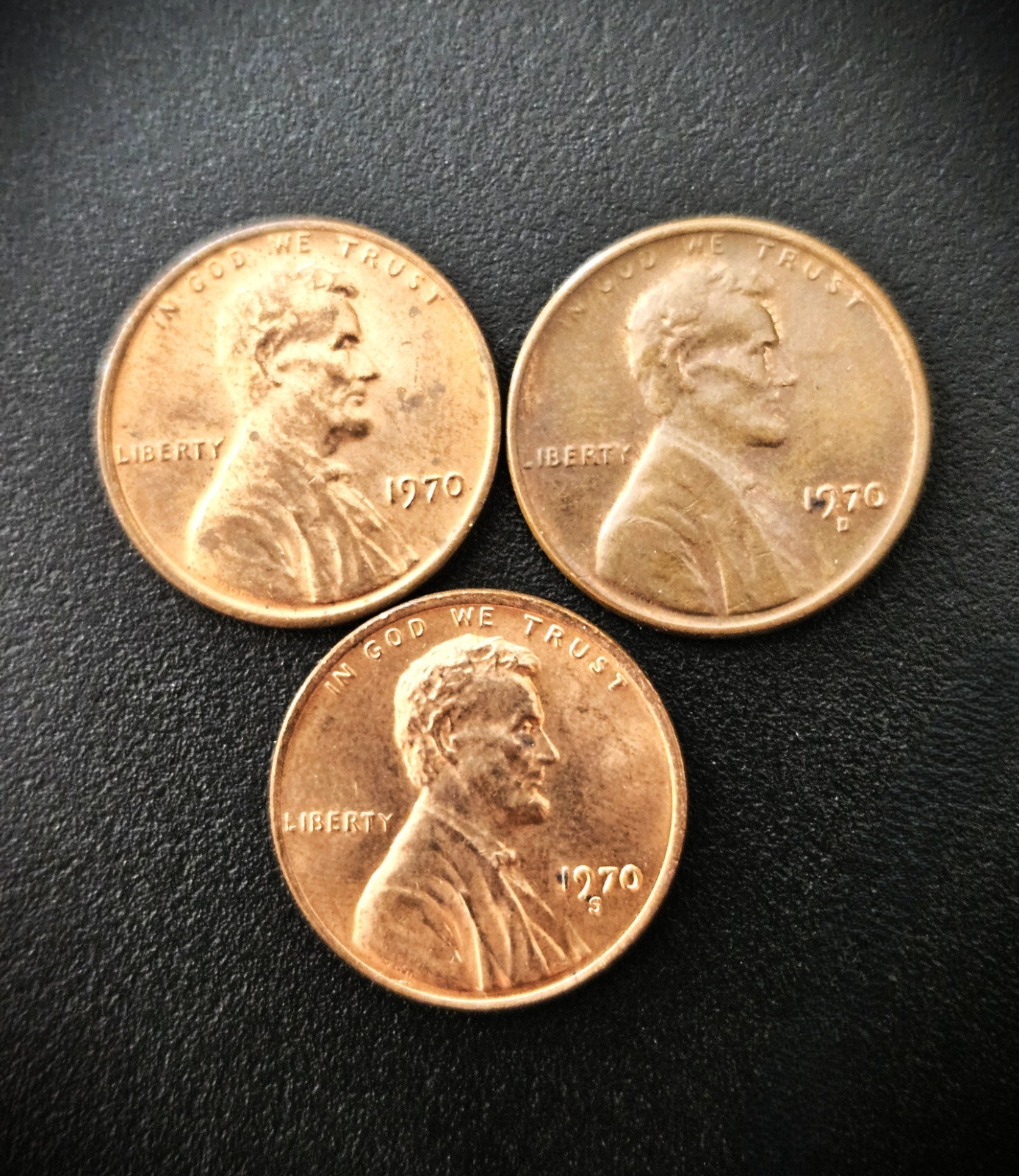 1970 PDS Lot of 3 Lincoln Memorial Cents. AU / BU. Free Shipping!