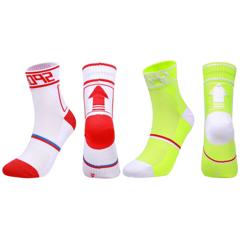 2 Pairs Cycling Socks Road Riding Bicycle Bike Sports Ankle Socks Green White