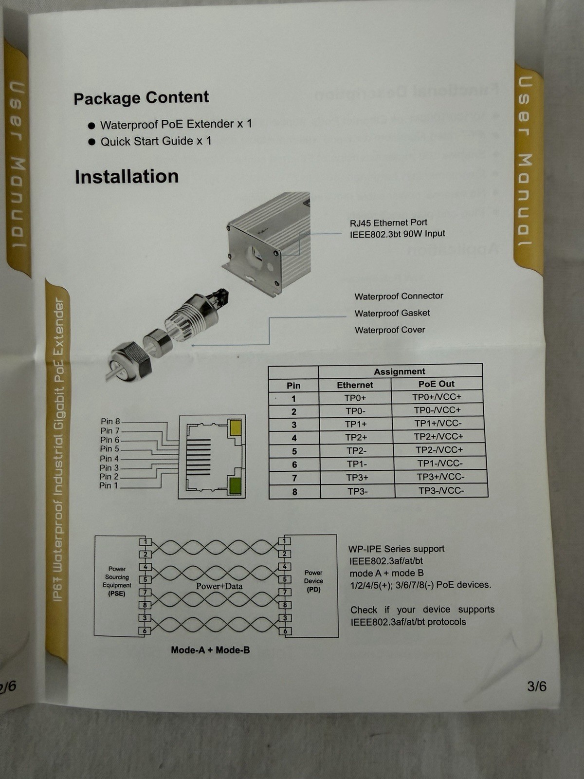Industrial IP67 Waterproof PoE Extender 90w WP-IPE 102