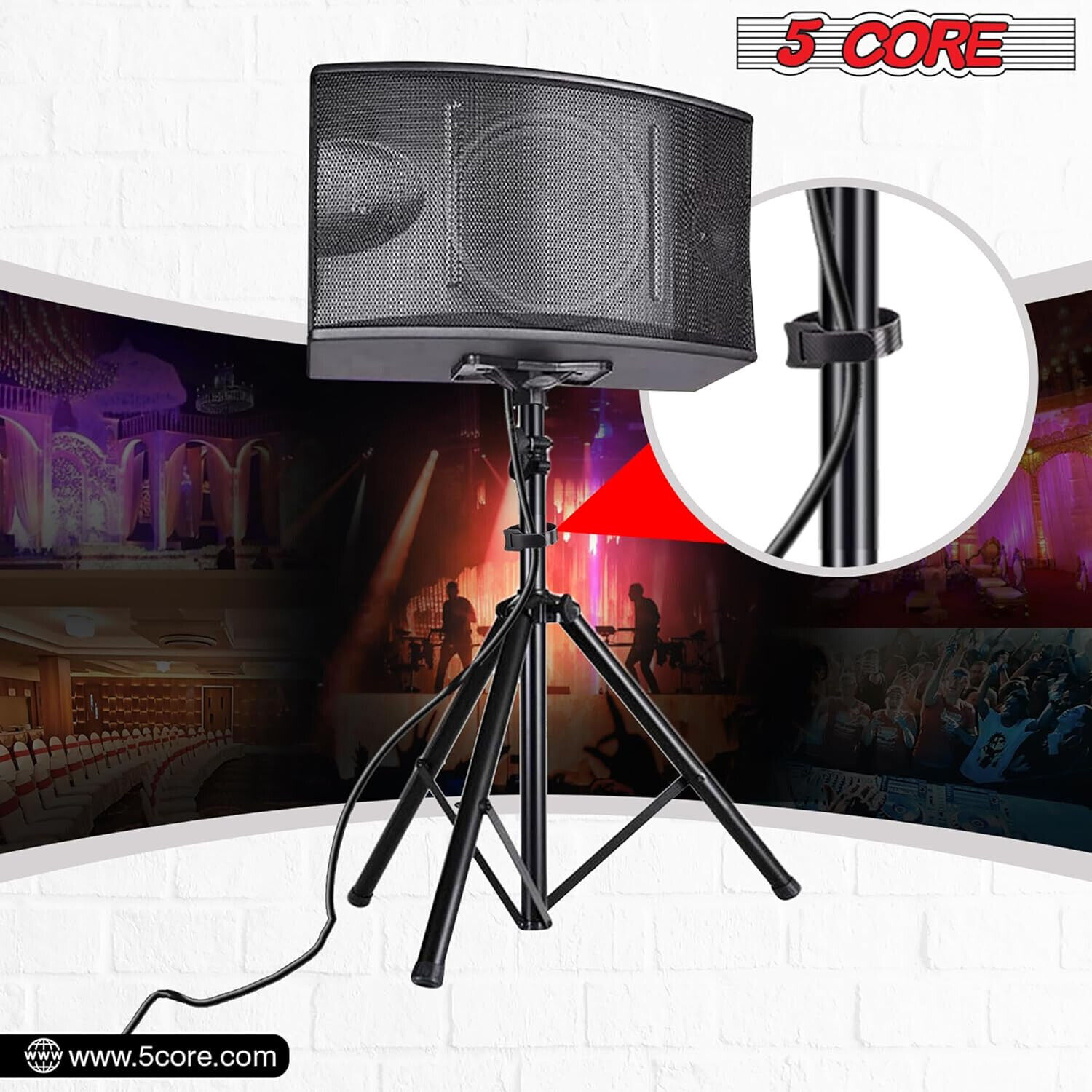 5Core Speaker Stand Tripod Floor Short Adjustable DJ Studio Monitor Stands