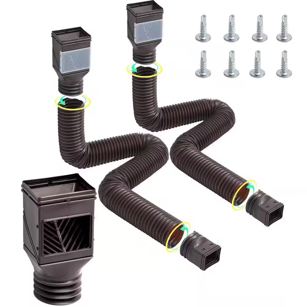 Rain Gutter Downspout Extensions, 2-Pack Flexible Downspout Extender, down Spout