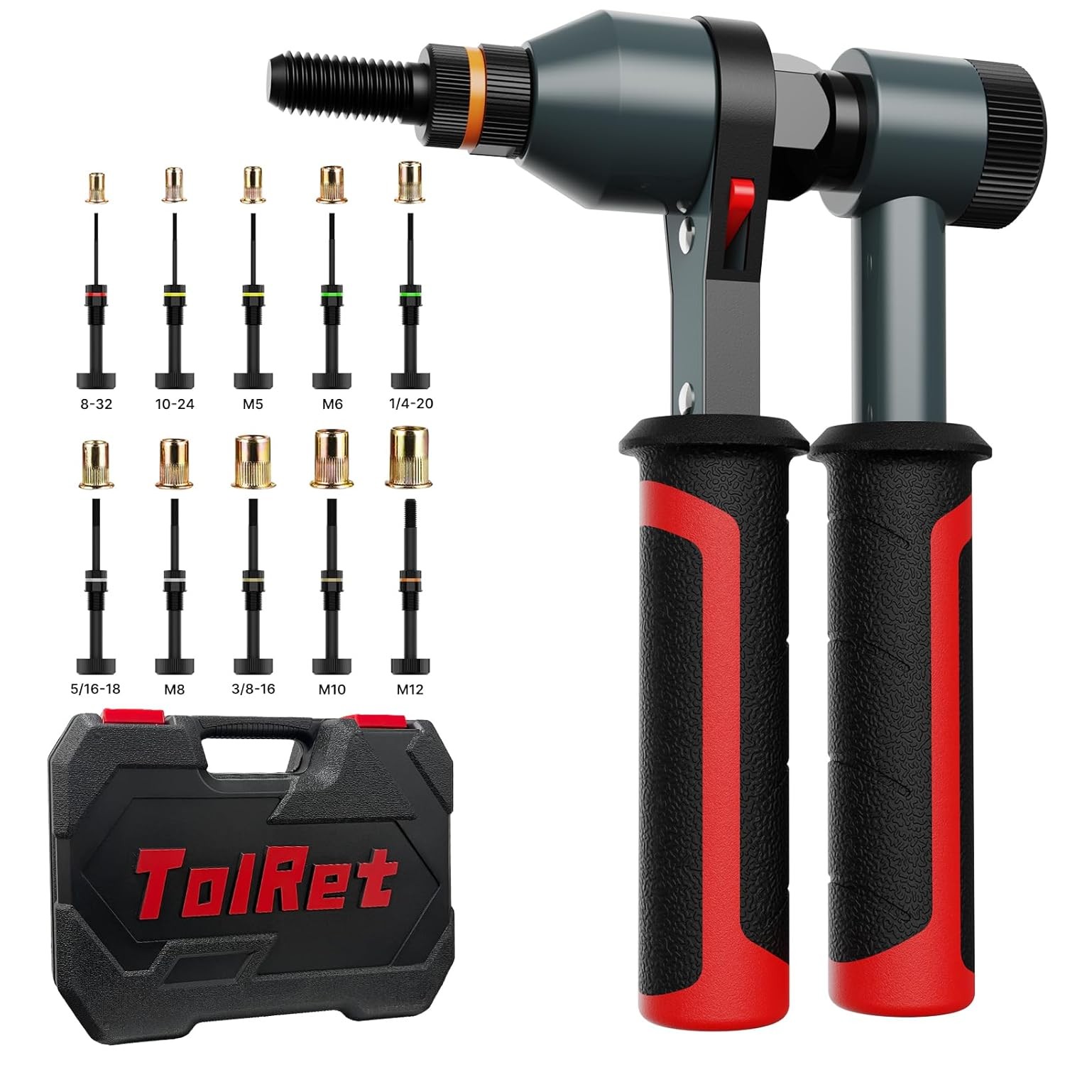 Rivet Nut Tool Kit, Rivnut Kit with 10 Metric and SAE black