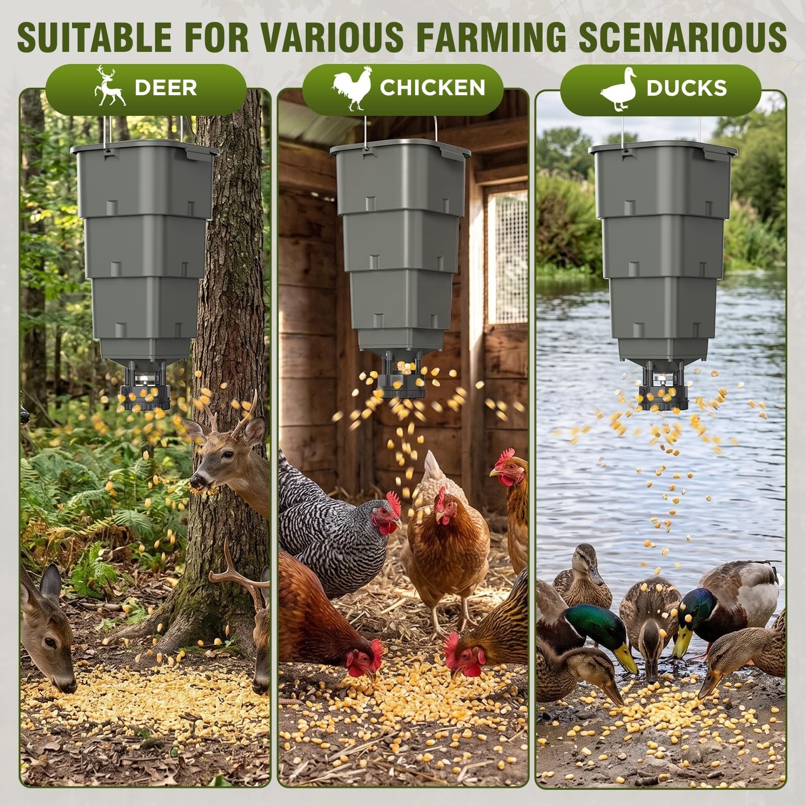 5 Gallon Automatic Deer Feeder with Digital Timer | 4 Feed Times, Easy Install