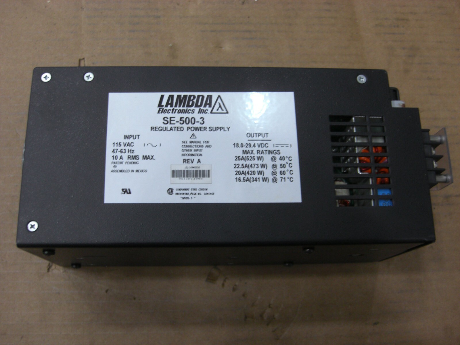 Lambda Regulated Power Supply SE-500-3 115VAC - 24VDC