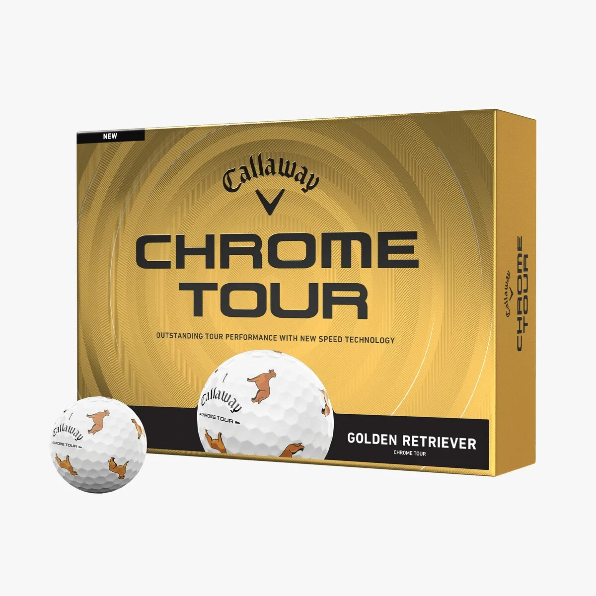 Callaway Chrome Tour GOLDEN RETRIEVER Dog Limited Edition Golf Balls
