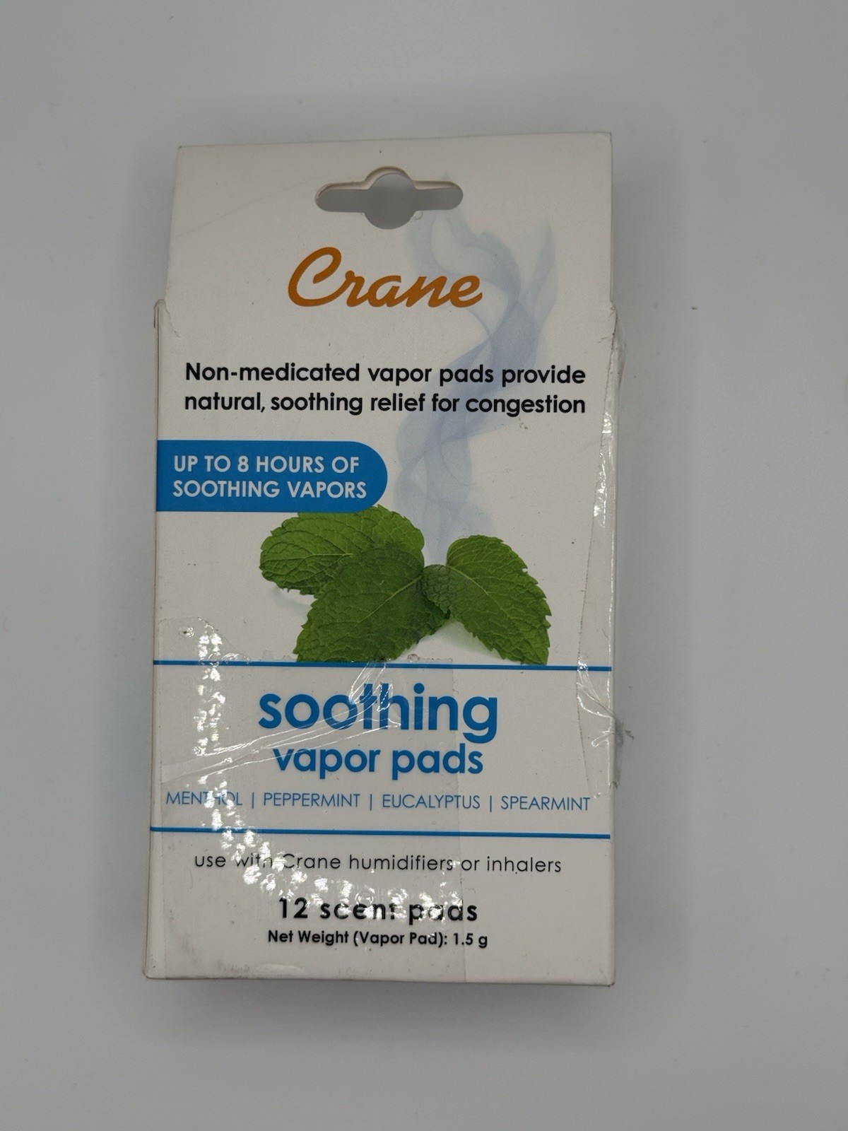 Crane Soothing Vapor Pads Menthol Peppermint Eucalyptus Spearmint 12 Pack