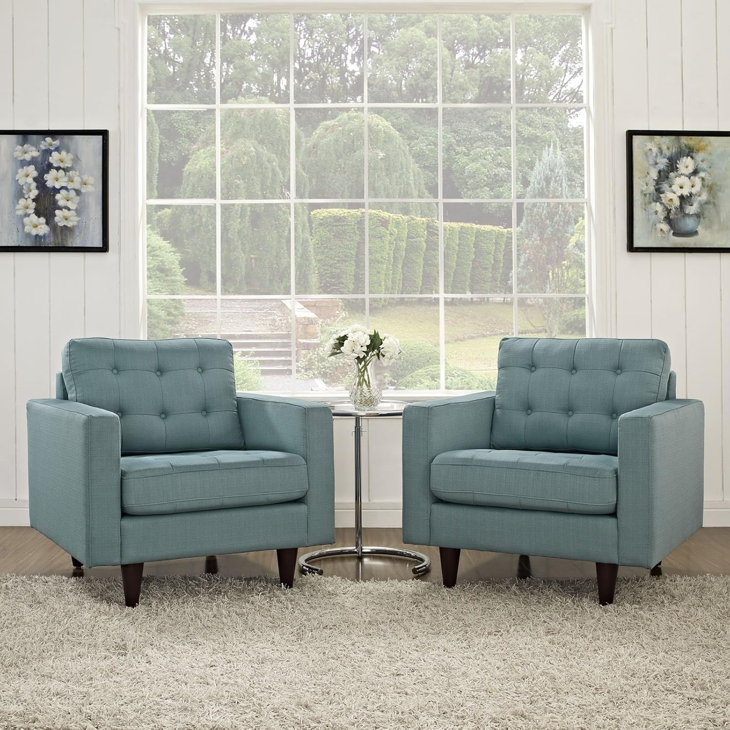 Laguna Mid-Century Modern Upholstered Armchair Set of 2