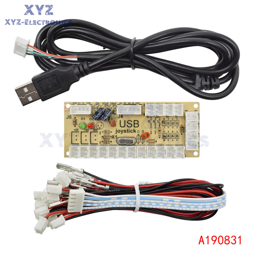 USB Encoder Zero Delay Arcade PC to Joystick MAME 5Pin Sanwa Push Button cable