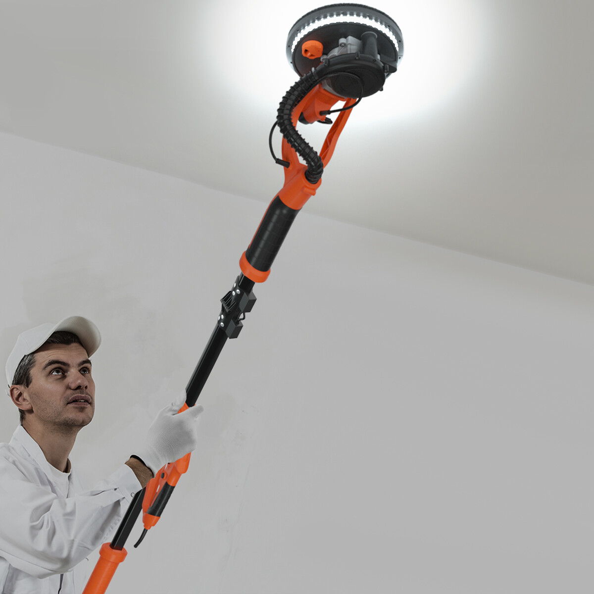 Electric Foldable Drywall Sander 750W Variable Speed w/Automatic Vacuum & Lights
