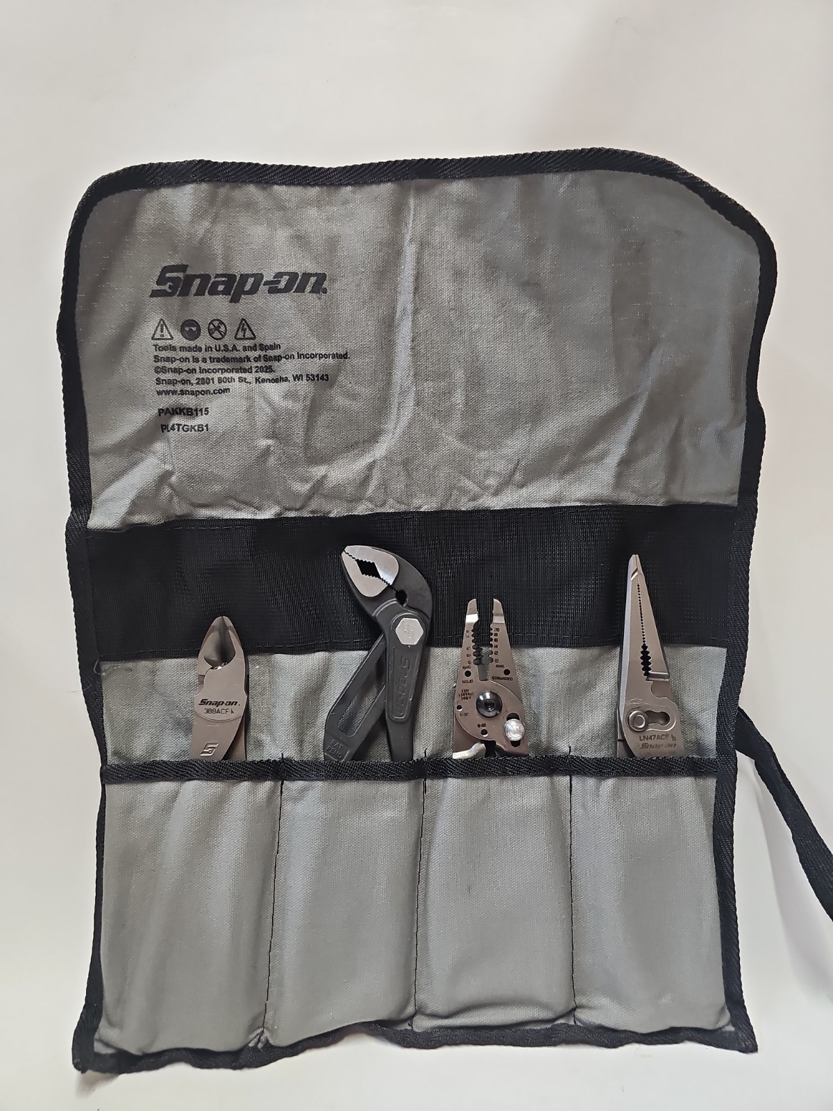 Snap-on PL4TGKB1HV 4 Pc Hi-Viz Pliers Set w/ Tool Pouch NEW USA Made