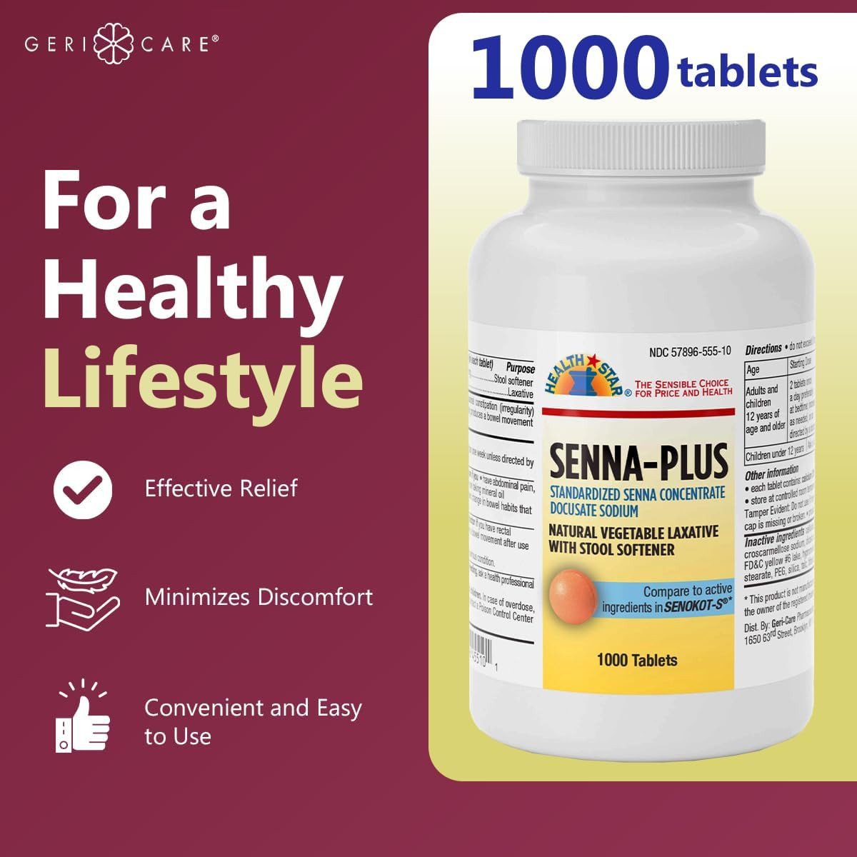 Senna Laxative Tablets 1000 Count