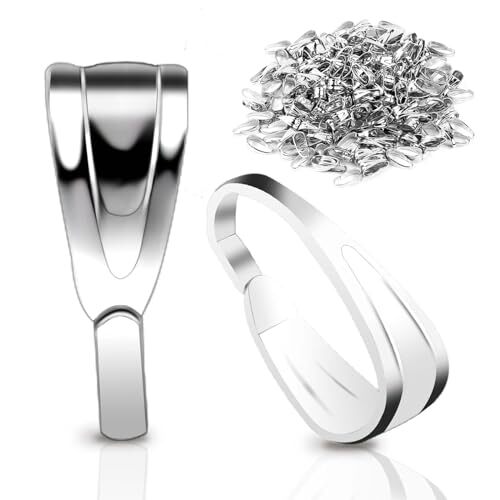 200 Pcs Pinch Bail for Jewelry Making, Pinch Bails for Pendants Necklace Silver
