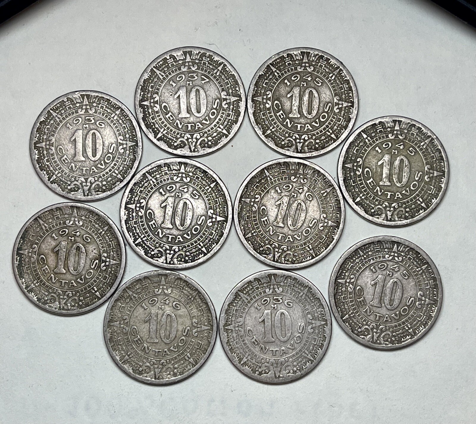Circulated 1936-1946 10c MEXICO ESTADOS UNIDOS  10 CENTAVOS (Choose Amount)