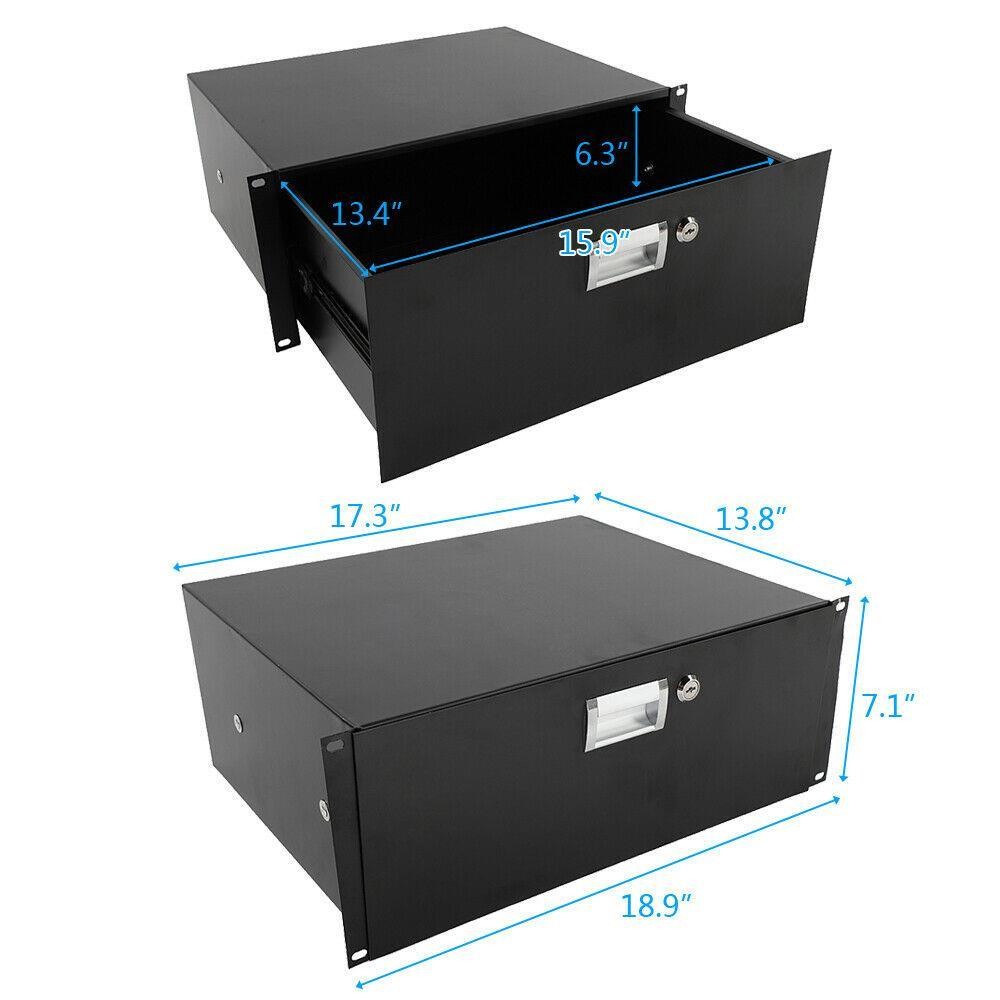 Glarry Rack Mount DJ 19" Rack Road Case Equipment Deep Drawer Locking 4U