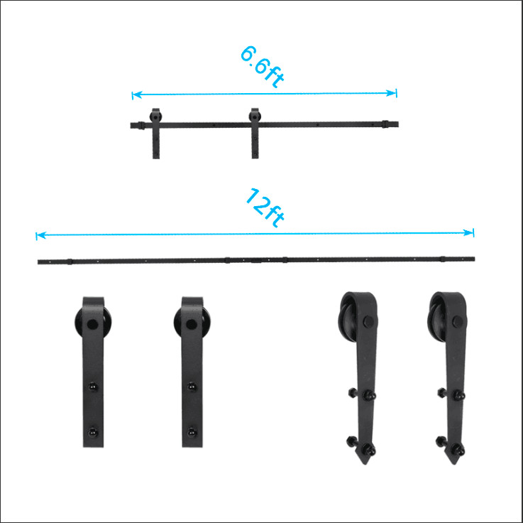 6.6FT & 12FT Sliding Barn Door Track Hardware Kit Hardware Roller Durable Indoor