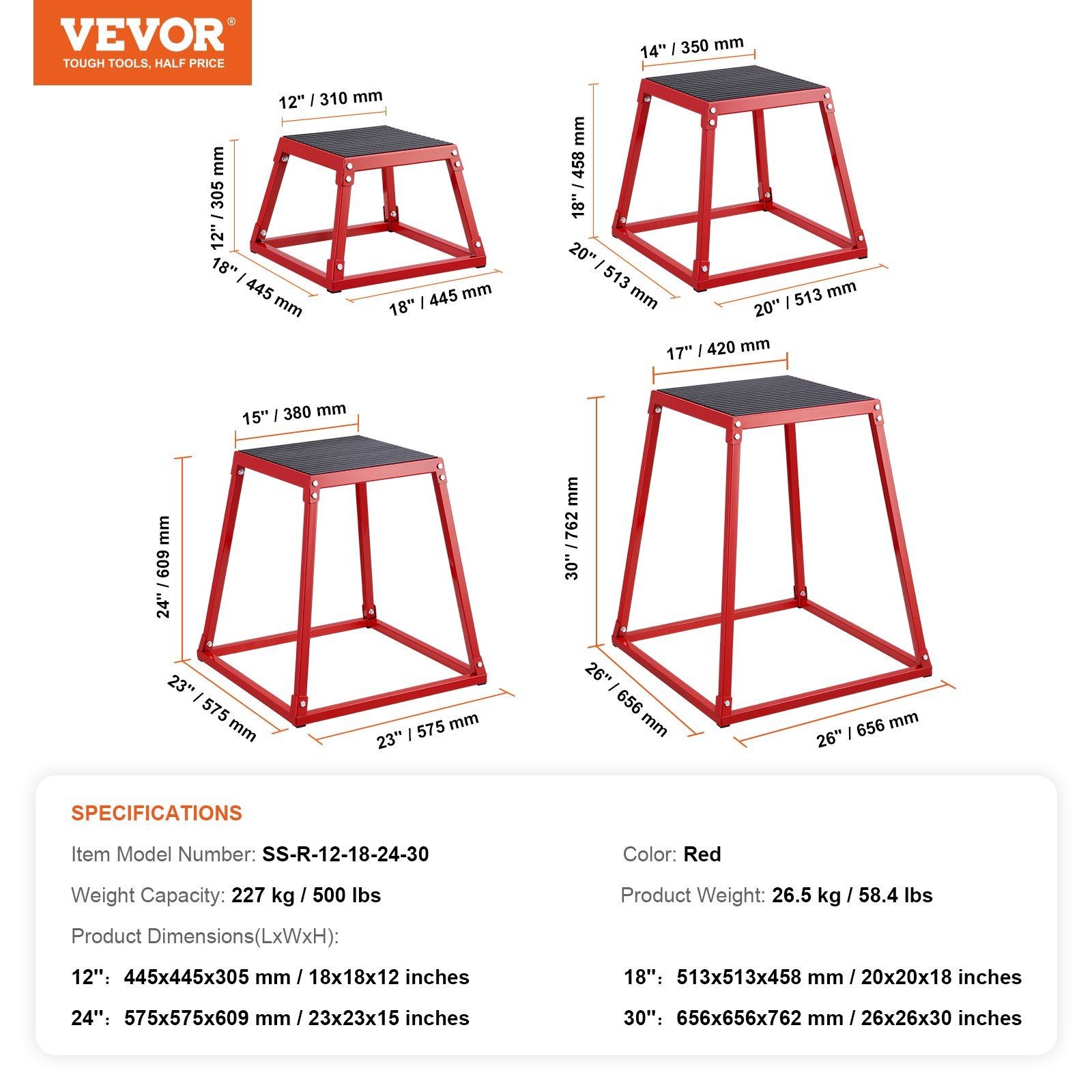 Expandable Plyo Setup 12/18/24/30in Space Saving Stack