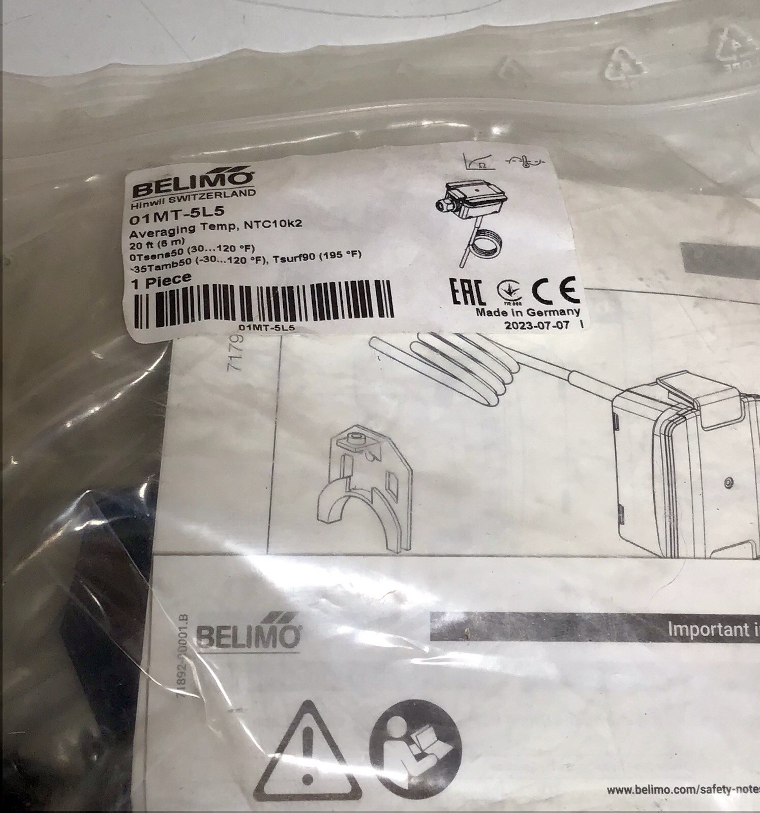 BELIMO 01MT-5L5 DUCT AIR TEMPERATURE SENSOR