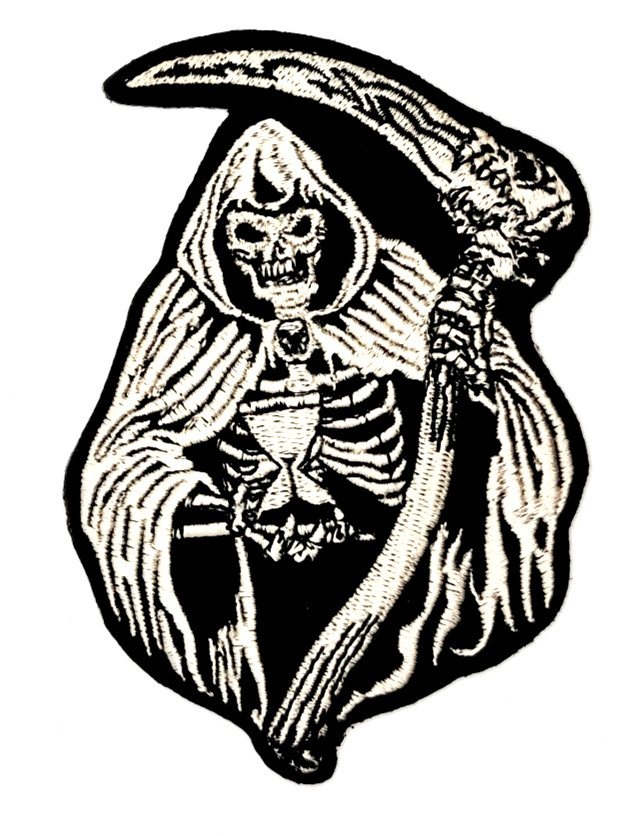 Grim Reaper -Traditional Style - Iron On Embroidered Patch 4 1/8"x 6"