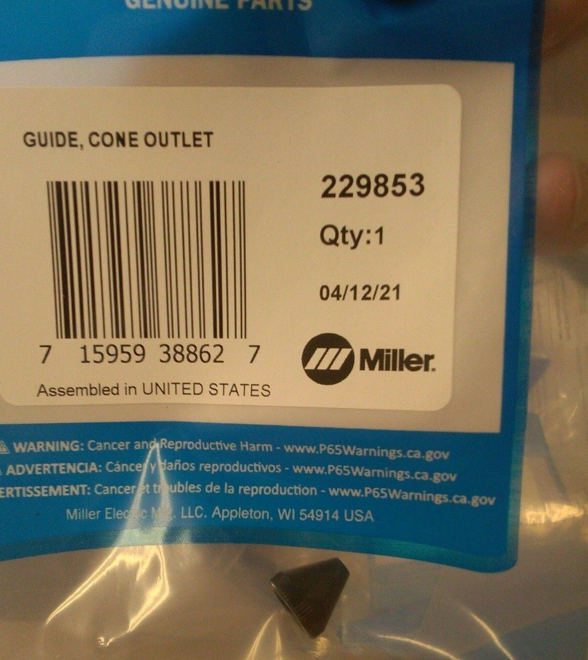 Miller 229853 Guide Cone Outlet