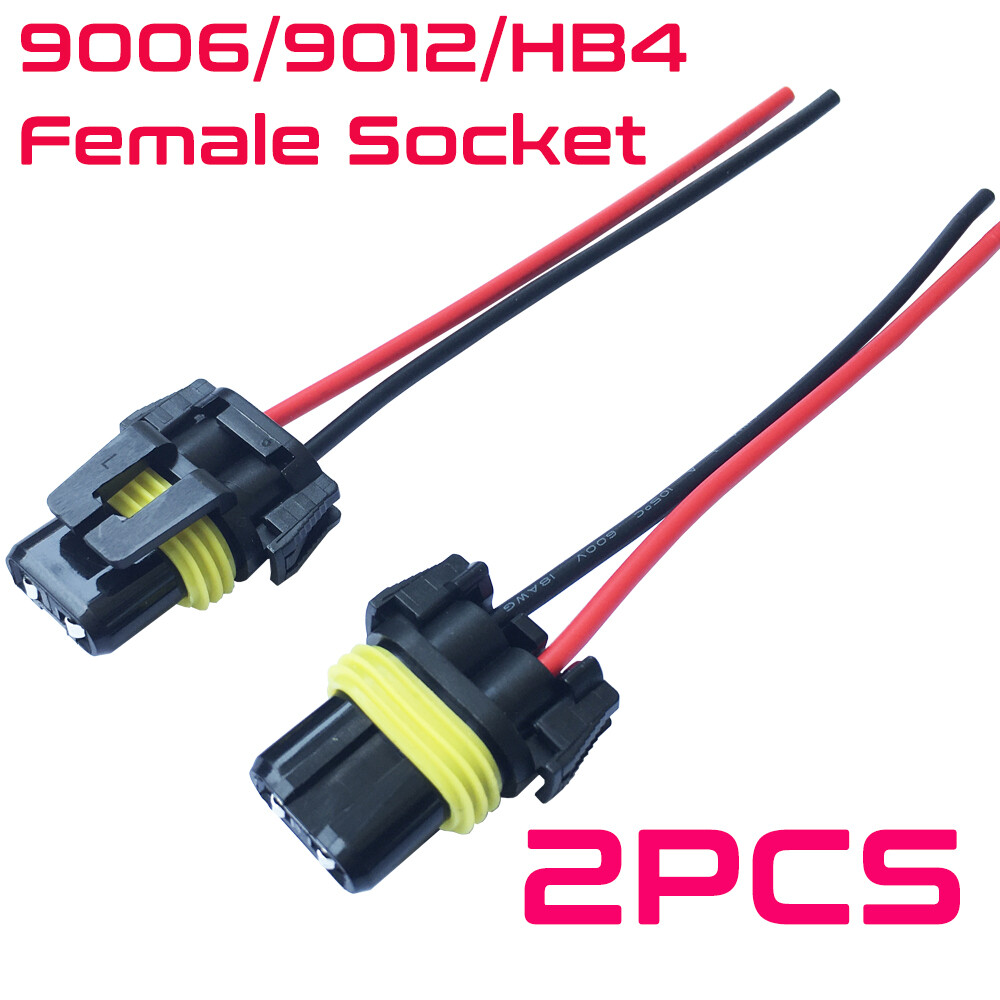2x 9006 HB4 Female Connector Headlight Low Beam Plug Socket Wire Harness Pigtail