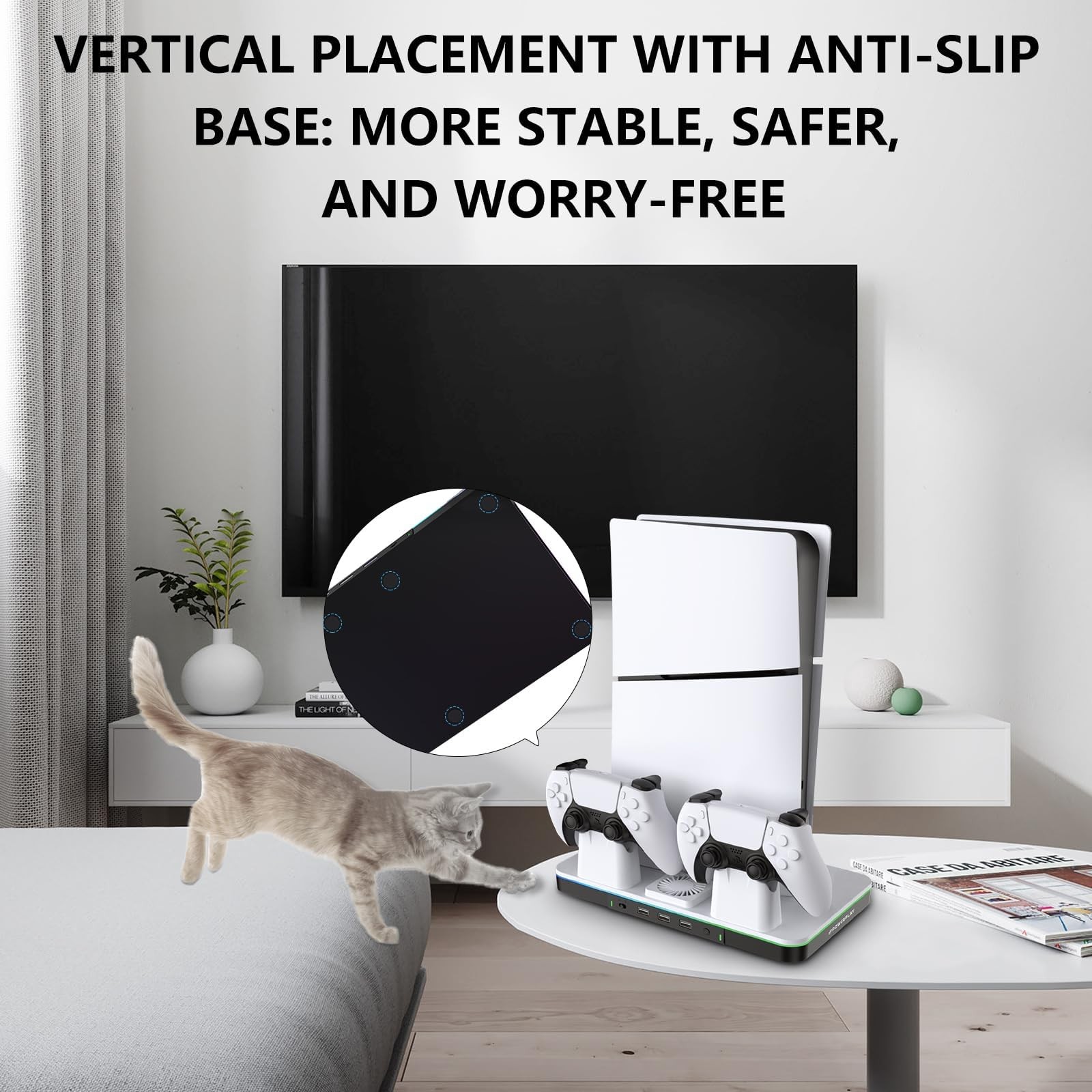 PS5/Pro/Slim Stand and Cooling Station with Dual Controller White(digital)