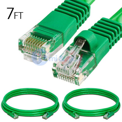 2x 7FT CAT5e Cable Ethernet Lan Network CAT5 RJ45 Patch Cord Internet Green