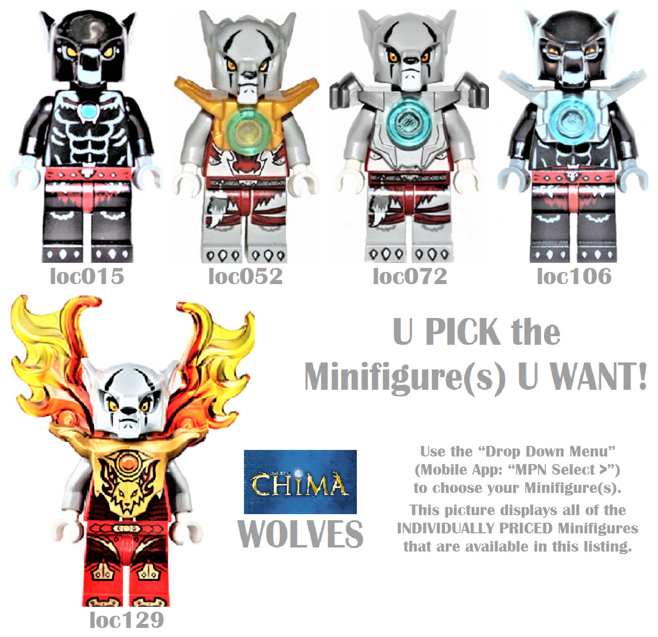 Genuine LEGO U PICK Legends of Chima WOLVES Minifigures **NEW**