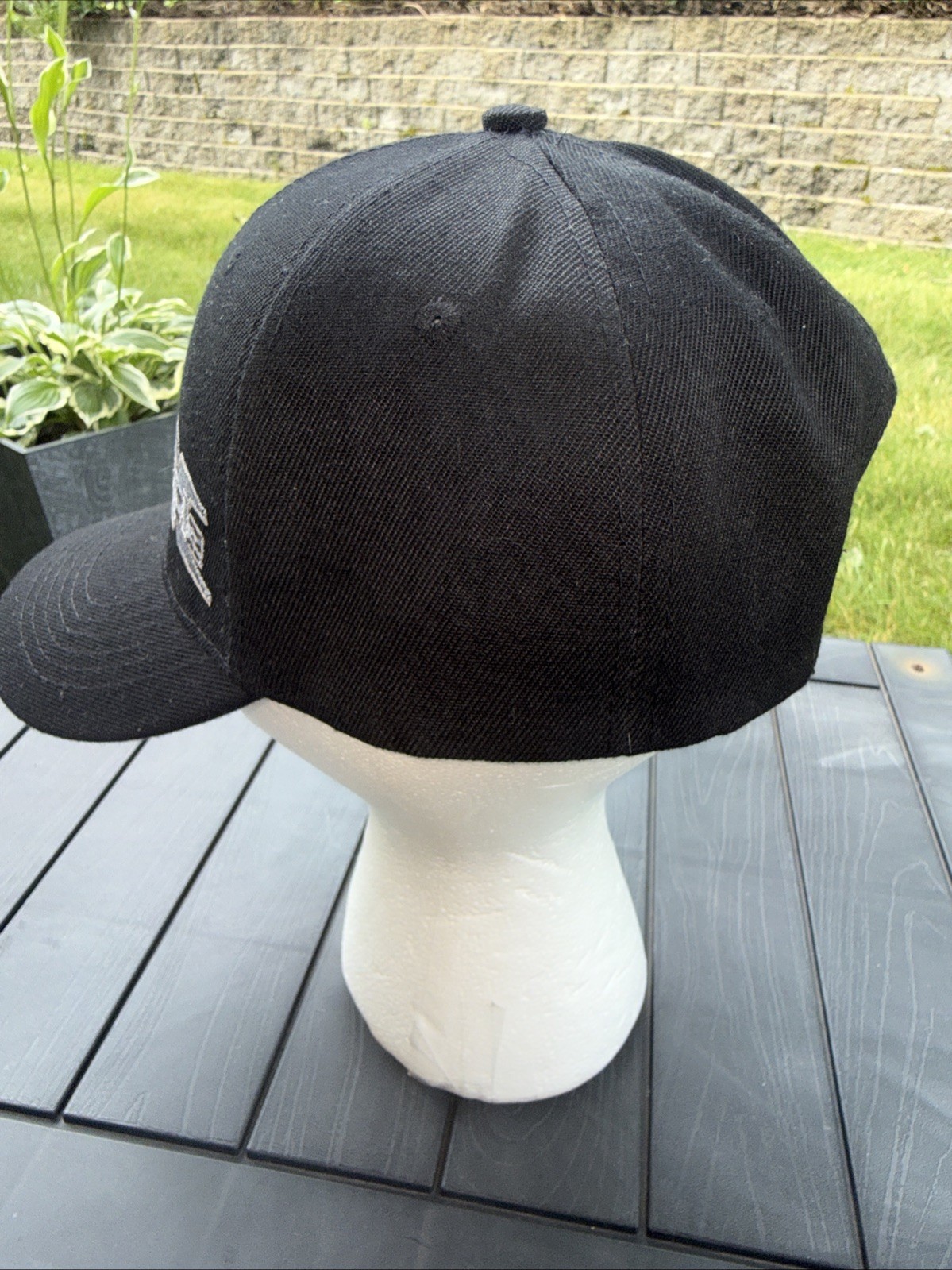 Triple X Grey Silver Black on Black Hat Cap Hook Loop RACE HARD on Hook Loop