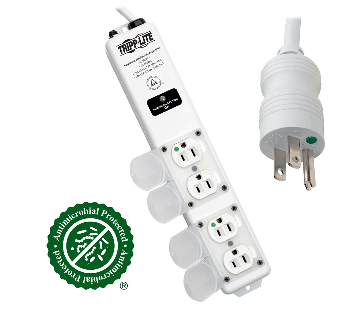 TRIPP LITE 15' Hospital Grade Surge Suppressor- Receptacle: 4x NEMA 5-15R, 1410J