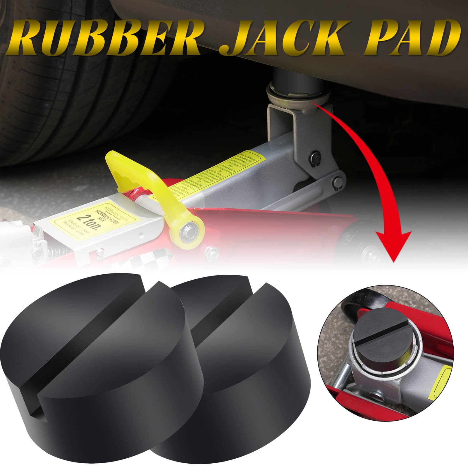 Pair Rubber Pad with Slots Hydraulic Ramp Jacking Pad Adapter Trolley Jack