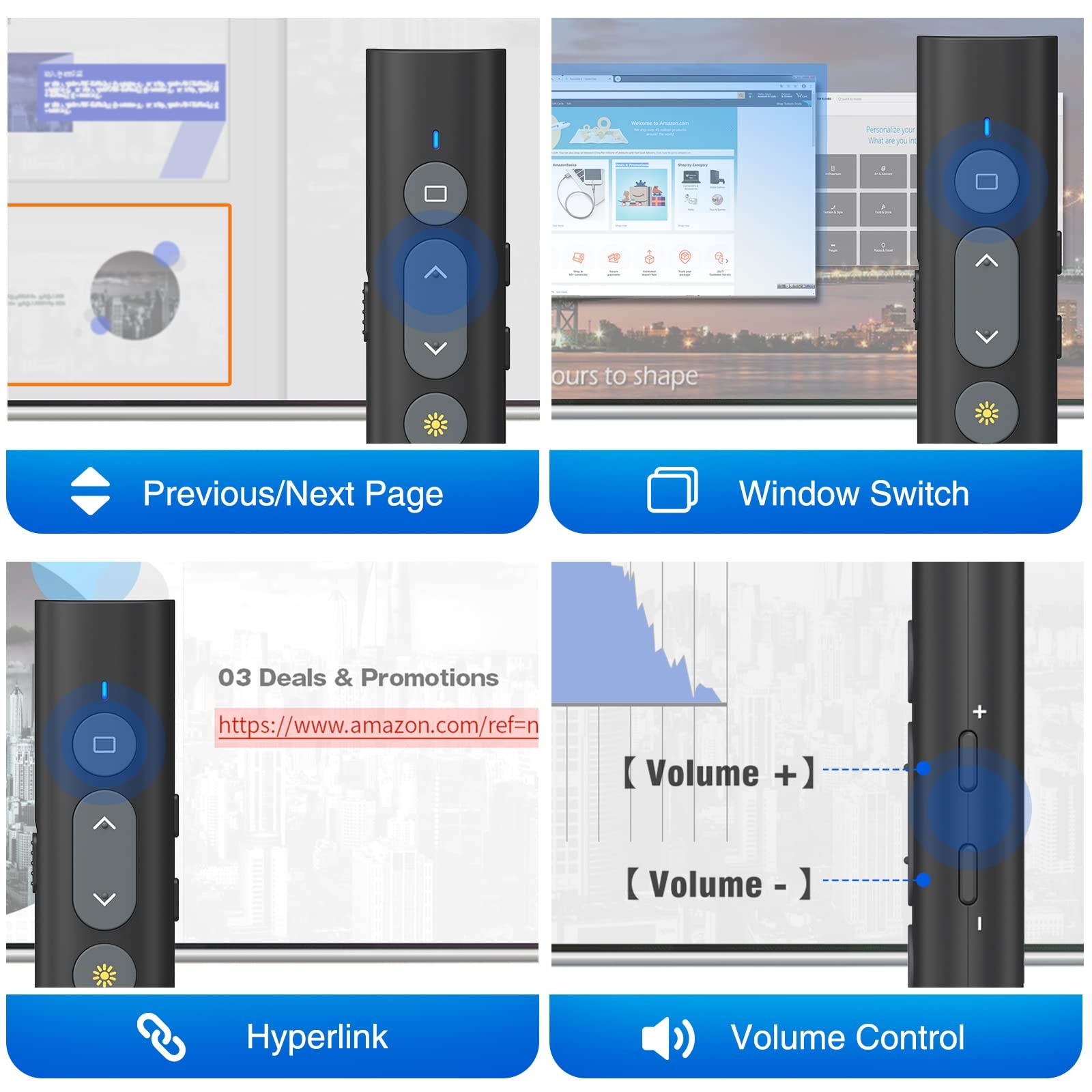 2 in 1 USB Type C Presentation Clicker with Laser Pointer, Wireless Presenter...