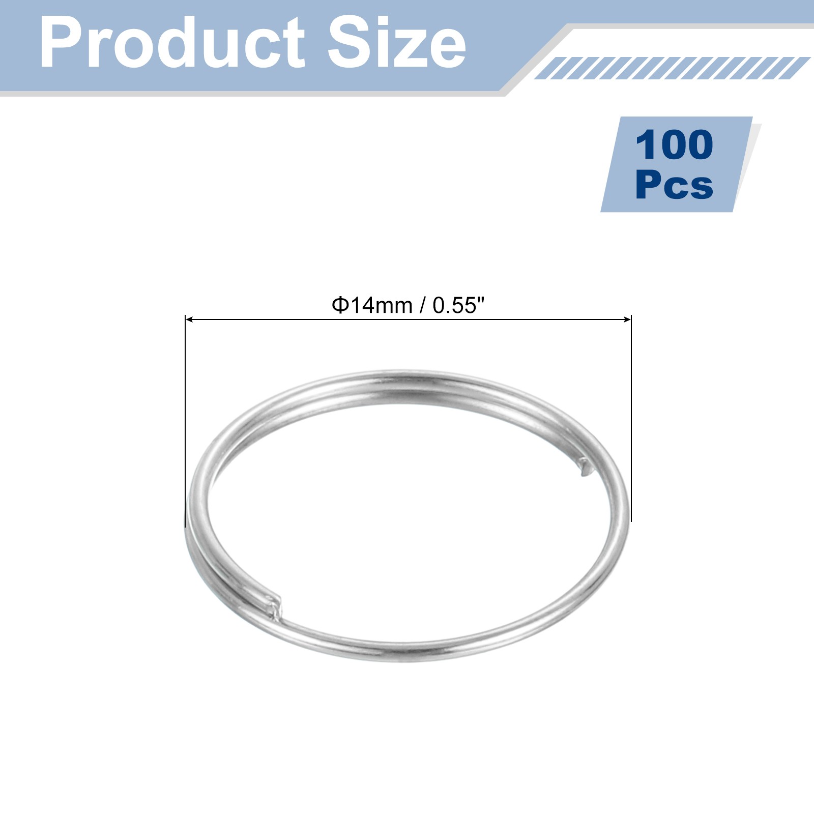 100Pcs 14mm Double Loops Split Rings Small Round Jump Ring Connector Silver