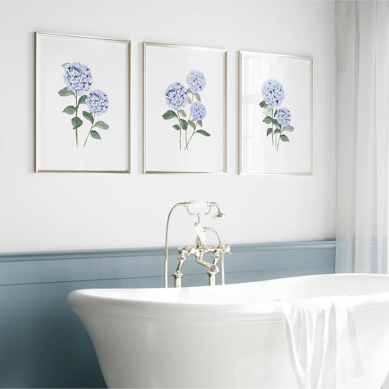JarThenaAMCS 3Pcs Hydrangea Floral Wall Art Prints
