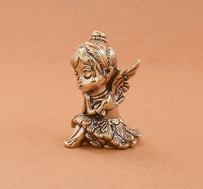 Brass Angel Figurine Small Animal Statue Table Office Home Decoration Toy Gifts