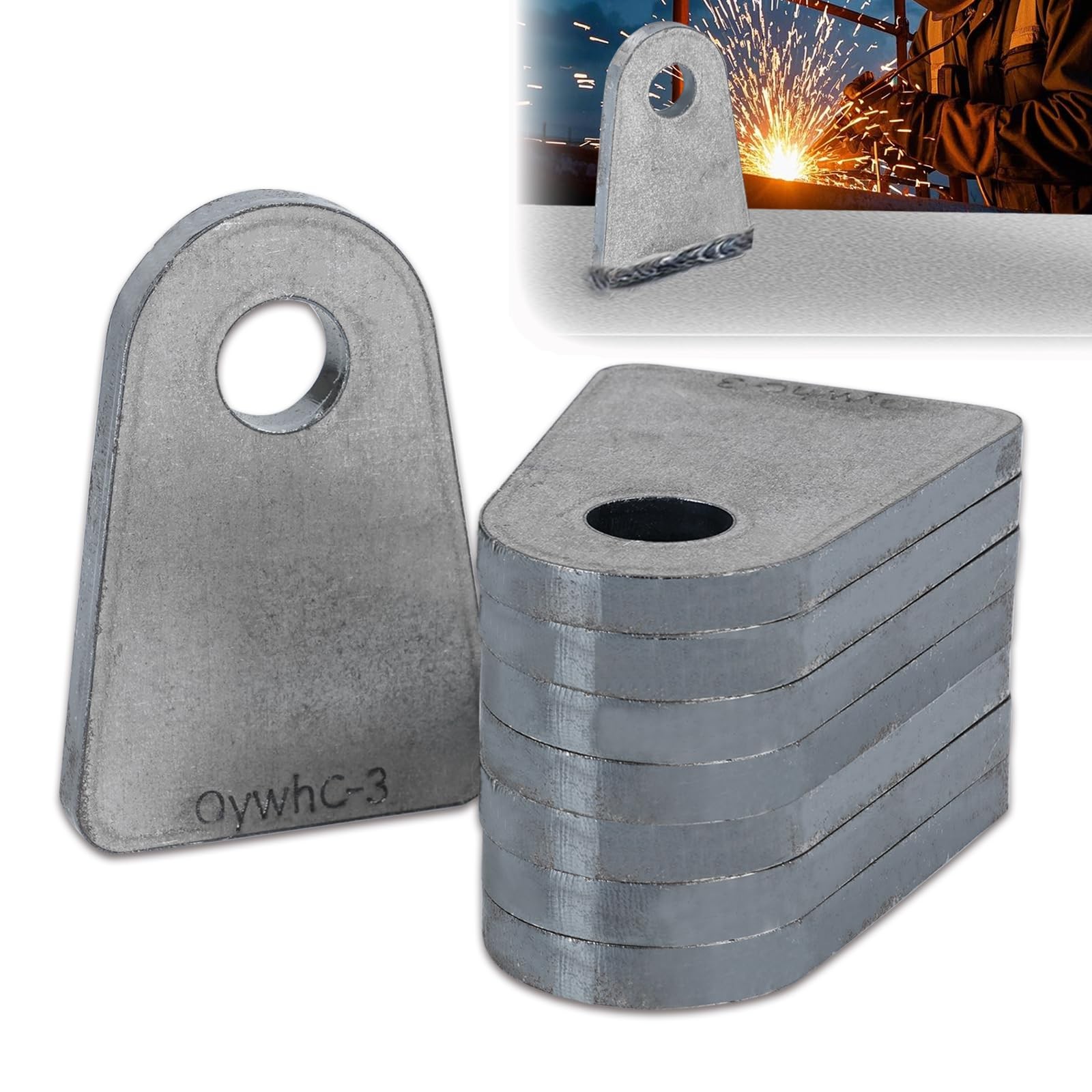 Weld on Tabs, 1/2 Hole Weld Tabs, Steel Shock Mount Weld Tab,1/4 Thick Univer...