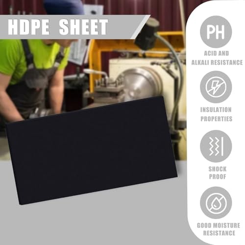 2 Pack Black Abs Plastic Sheet 12" x 6", 1/4" Thick Hdpe High Density