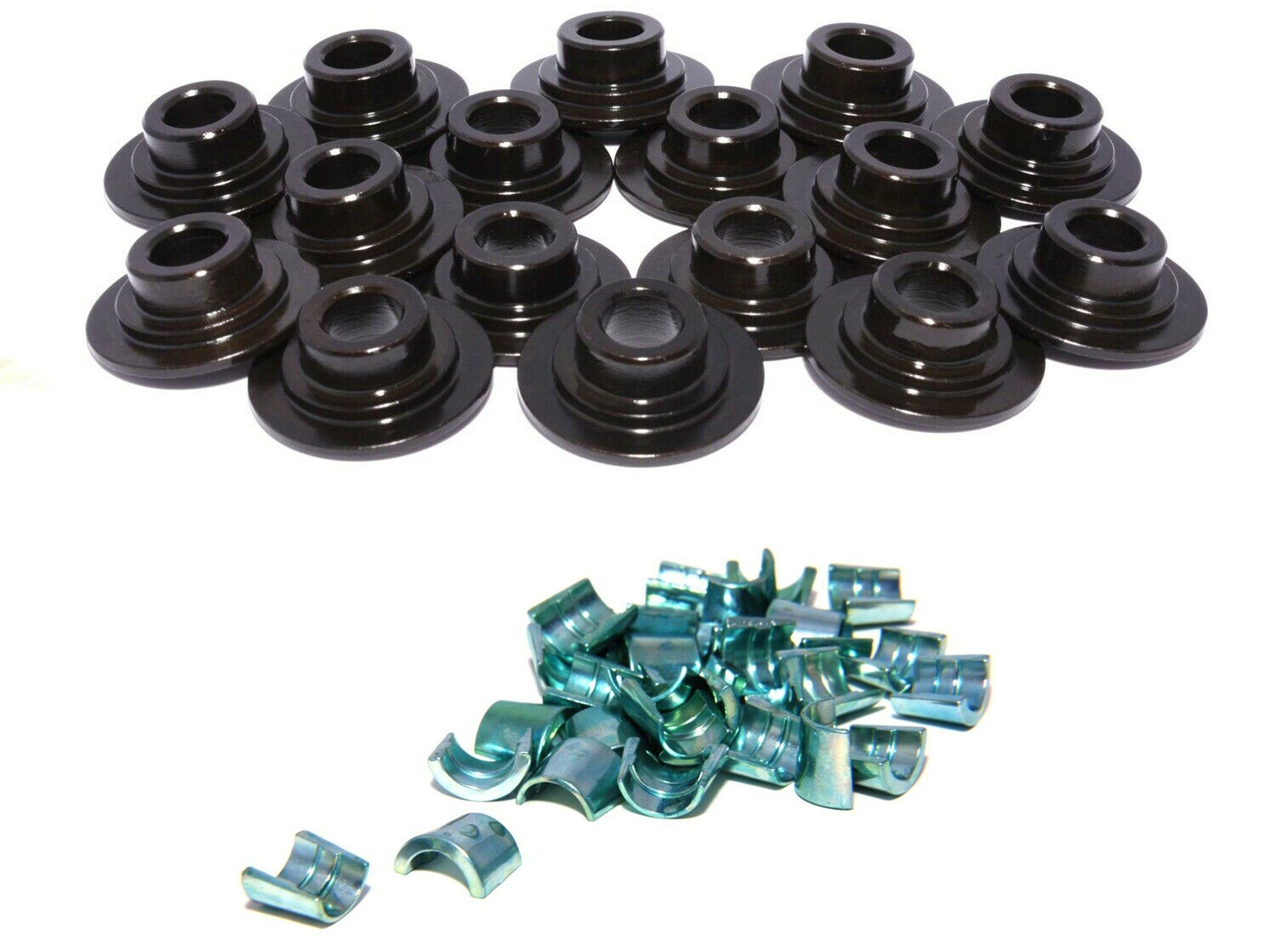 Valve Spring Retainers Set/16+LOCKS 7-degree for 11/32 stem using Stage 2 spring