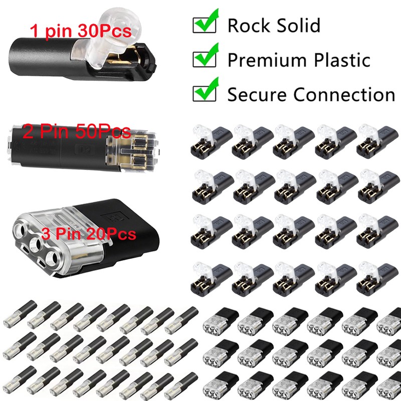 100Pcs 1/2/3 Pin Electrical Wire Connectors Kit Quick Splice Wire Connectors