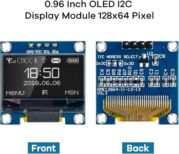 5 Pcs SSD1306 OLED Display 128x64 Pixel 0.96 Inch I2C Module Screen Board White