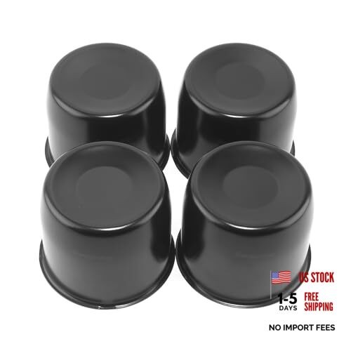 Stainless Steel Push Through Center Caps 4.25" Center Hole, 3.66" Height Black